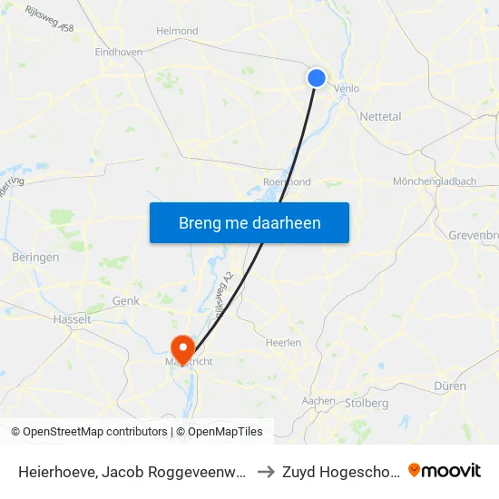 Heierhoeve, Jacob Roggeveenweg to Zuyd Hogeschool map