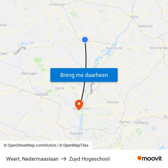 Weert, Nedermaaslaan to Zuyd Hogeschool map