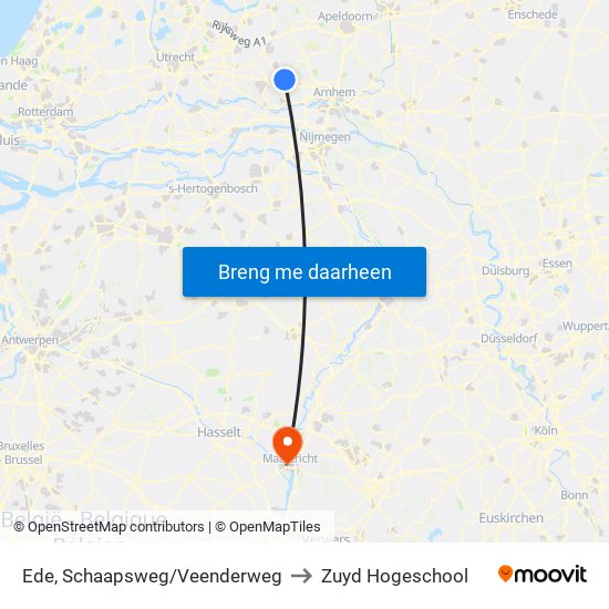 Ede, Schaapsweg/Veenderweg to Zuyd Hogeschool map