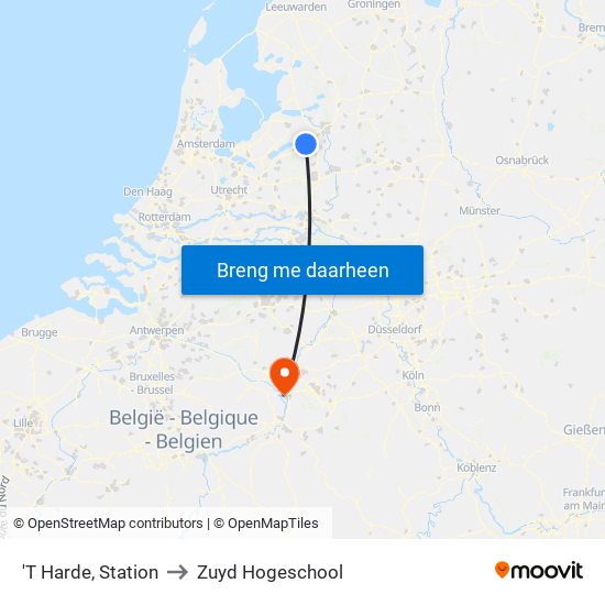 'T Harde, Station to Zuyd Hogeschool map