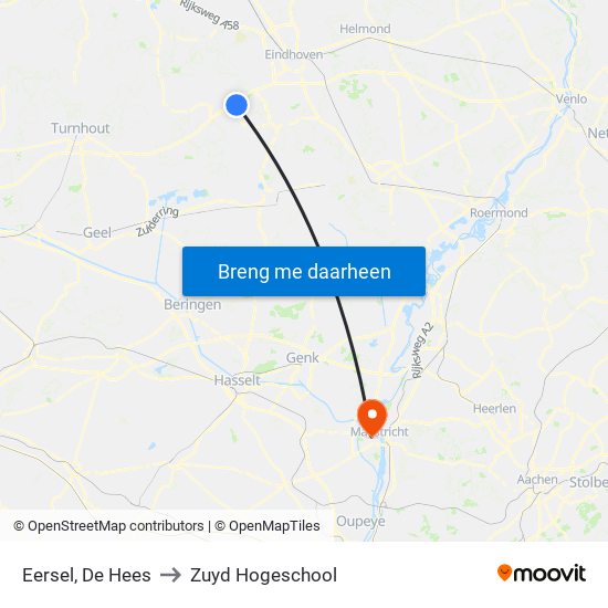Eersel, De Hees to Zuyd Hogeschool map