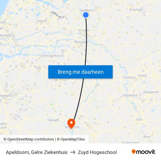 Apeldoorn, Gelre Ziekenhuis to Zuyd Hogeschool map