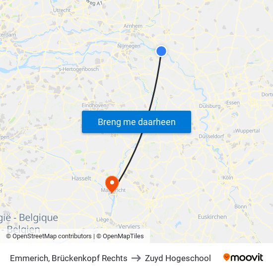 Emmerich, Brückenkopf Rechts to Zuyd Hogeschool map