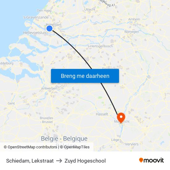 Schiedam, Lekstraat to Zuyd Hogeschool map