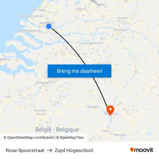 Rose-Spoorstraat to Zuyd Hogeschool map