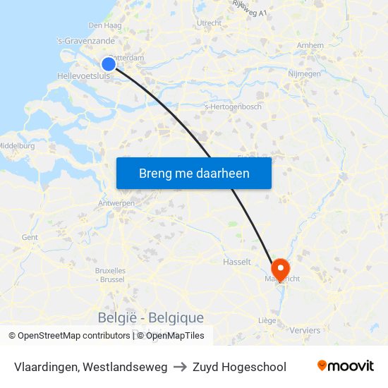 Vlaardingen, Westlandseweg to Zuyd Hogeschool map