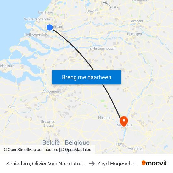 Schiedam, Olivier Van Noortstraat to Zuyd Hogeschool map