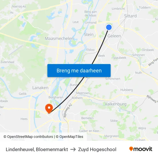 Lindenheuvel, Bloemenmarkt to Zuyd Hogeschool map