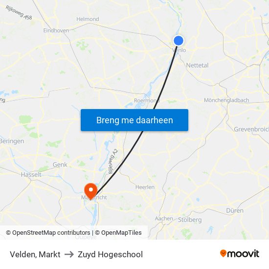 Velden, Markt to Zuyd Hogeschool map