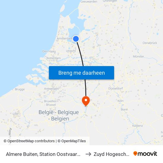Almere Buiten, Station Oostvaarders to Zuyd Hogeschool map