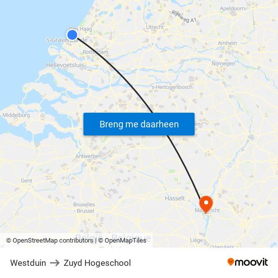 Westduin to Zuyd Hogeschool map