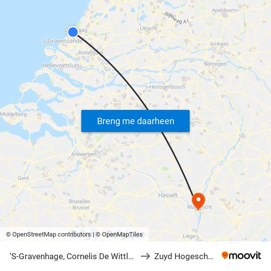 'S-Gravenhage, Cornelis De Wittlaan to Zuyd Hogeschool map