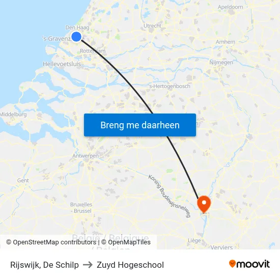 Rijswijk, De Schilp to Zuyd Hogeschool map