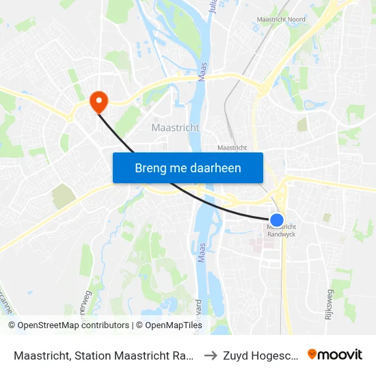 Maastricht, Station Maastricht Randwyck to Zuyd Hogeschool map