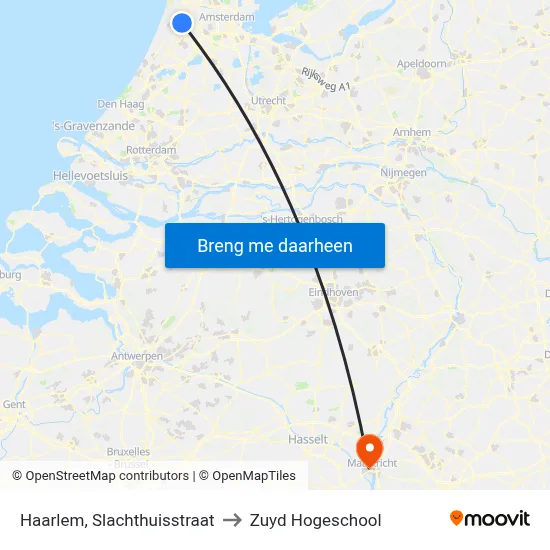 Haarlem, Slachthuisstraat to Zuyd Hogeschool map