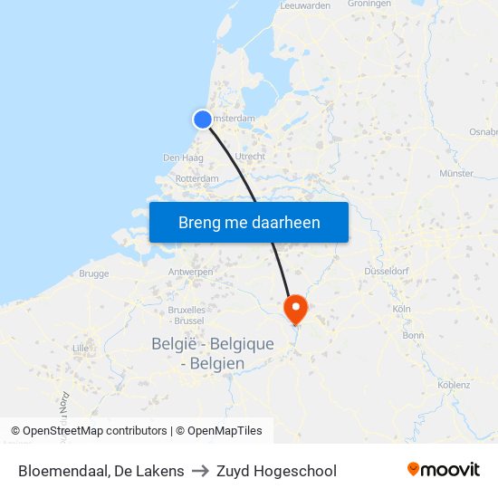 Bloemendaal, De Lakens to Zuyd Hogeschool map