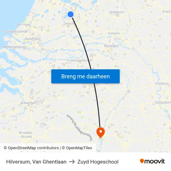 Hilversum, Van Ghentlaan to Zuyd Hogeschool map