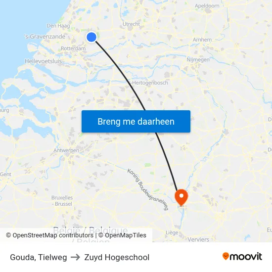 Gouda, Tielweg to Zuyd Hogeschool map