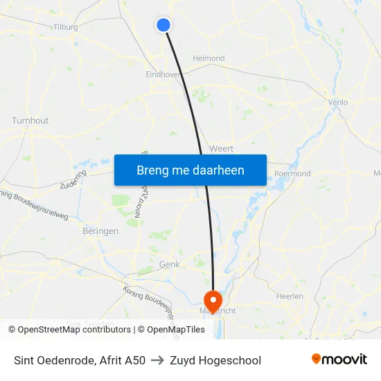Sint Oedenrode, Afrit A50 to Zuyd Hogeschool map