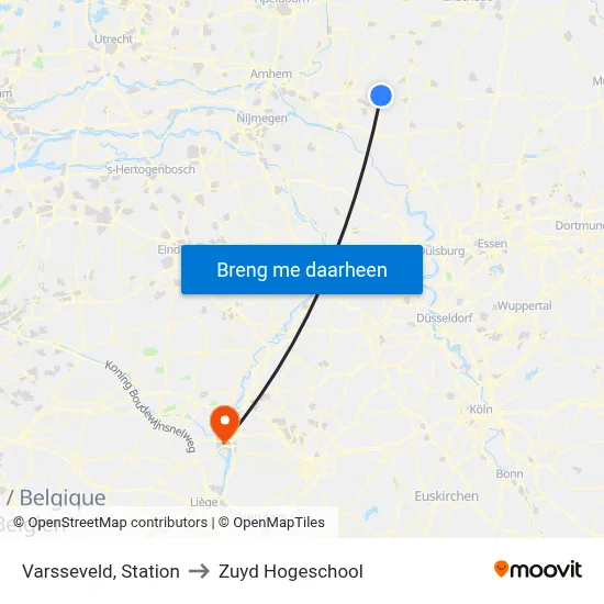 Varsseveld, Station to Zuyd Hogeschool map
