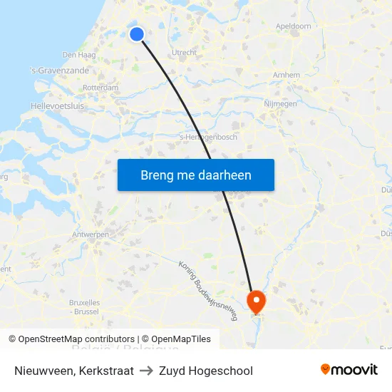 Nieuwveen, Kerkstraat to Zuyd Hogeschool map