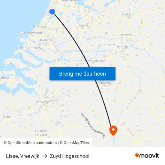 Lisse, Vreewijk to Zuyd Hogeschool map