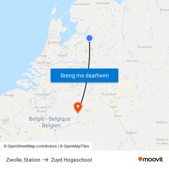 Zwolle, Station to Zuyd Hogeschool map