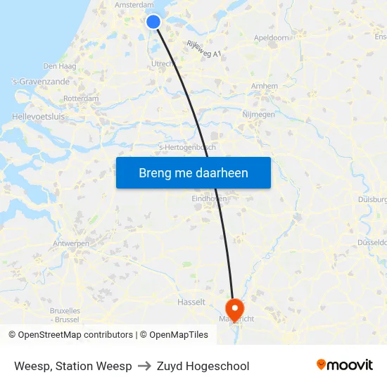 Weesp, Station Weesp to Zuyd Hogeschool map