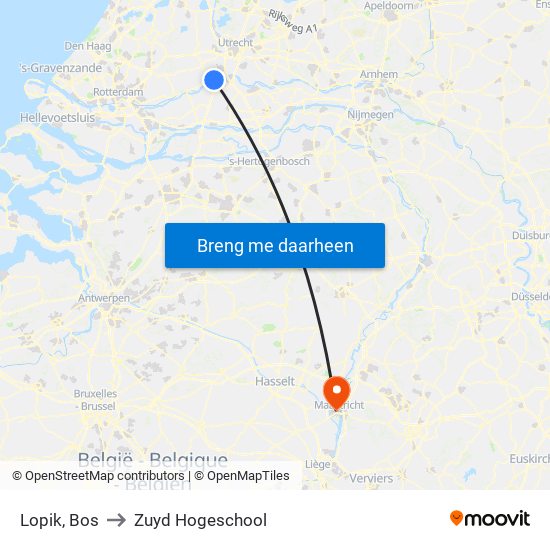 Lopik, Bos to Zuyd Hogeschool map