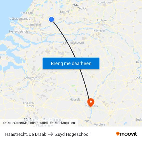 Haastrecht, De Draak to Zuyd Hogeschool map