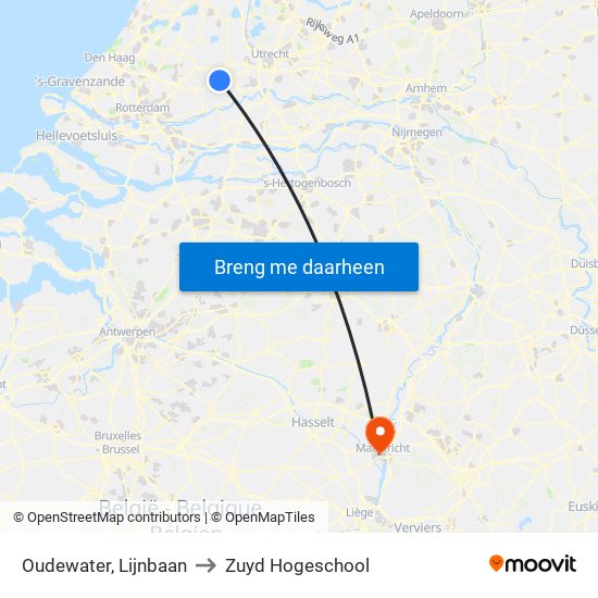 Oudewater, Lijnbaan to Zuyd Hogeschool map