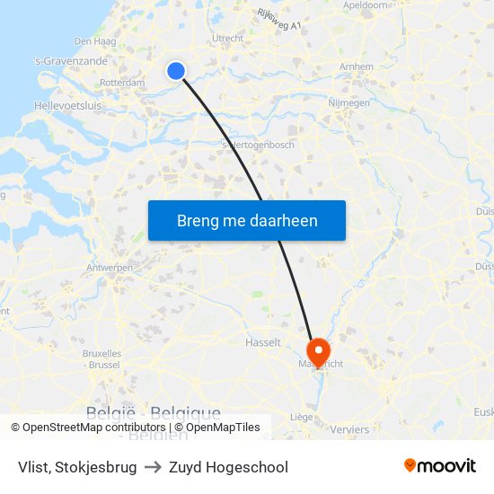Vlist, Stokjesbrug to Zuyd Hogeschool map