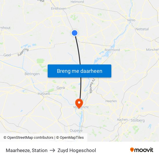 Maarheeze, Station to Zuyd Hogeschool map
