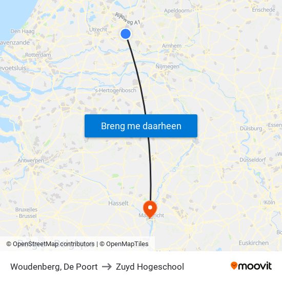 Woudenberg, De Poort to Zuyd Hogeschool map
