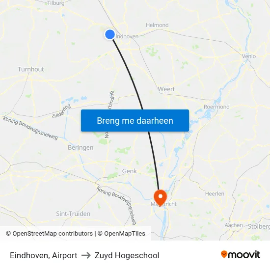 Eindhoven, Airport to Zuyd Hogeschool map