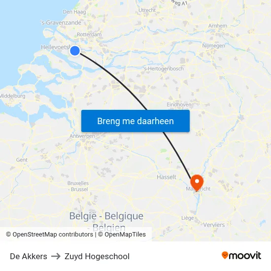 De Akkers to Zuyd Hogeschool map
