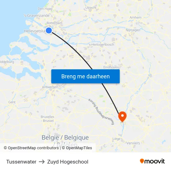 Tussenwater to Zuyd Hogeschool map