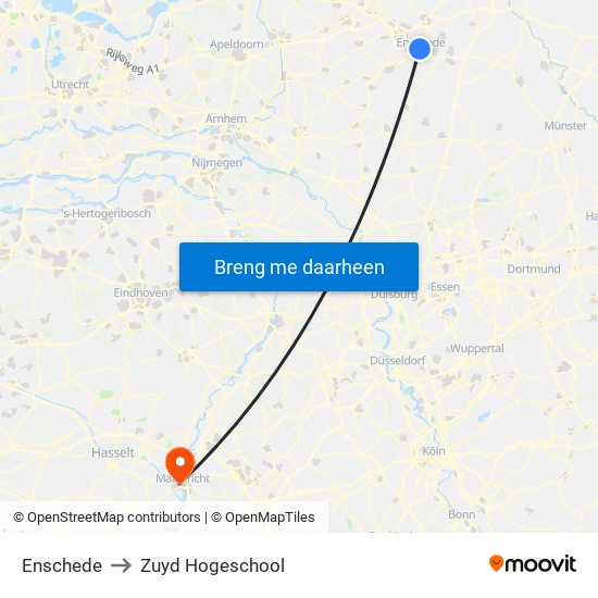 Enschede to Zuyd Hogeschool map