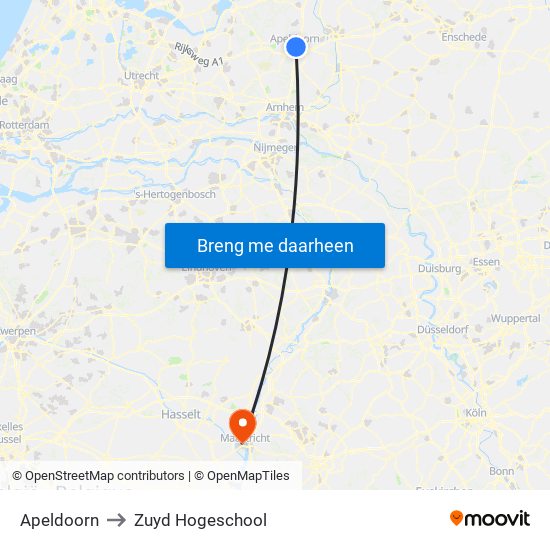 Apeldoorn to Zuyd Hogeschool map