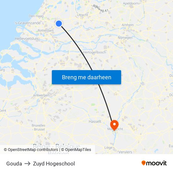 Gouda to Zuyd Hogeschool map