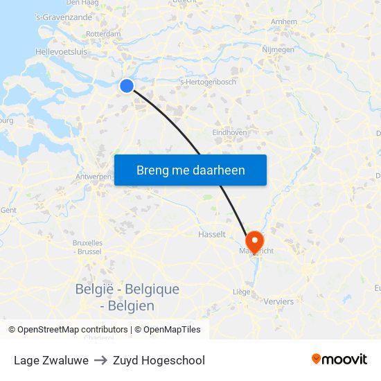 Lage Zwaluwe to Zuyd Hogeschool map