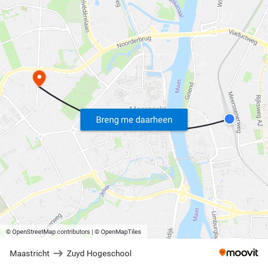 Maastricht to Zuyd Hogeschool map