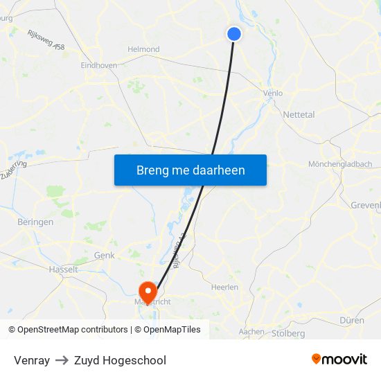 Venray to Zuyd Hogeschool map