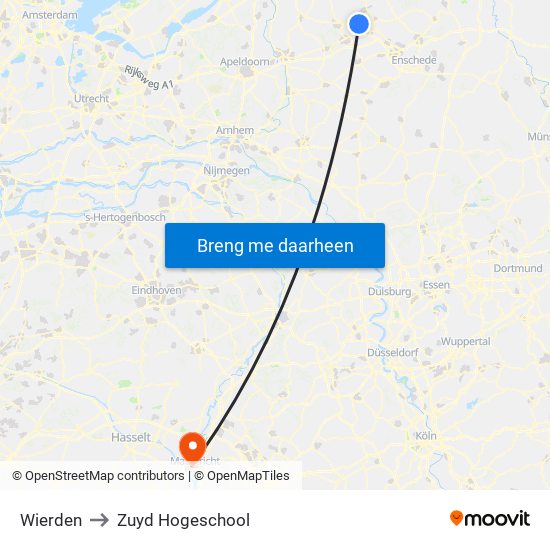 Wierden to Zuyd Hogeschool map