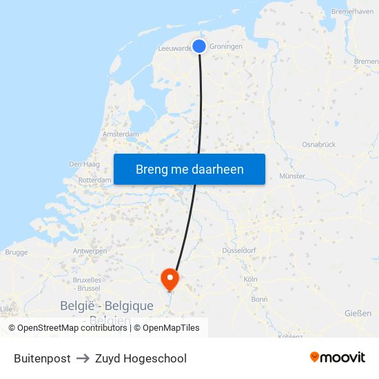 Buitenpost to Zuyd Hogeschool map
