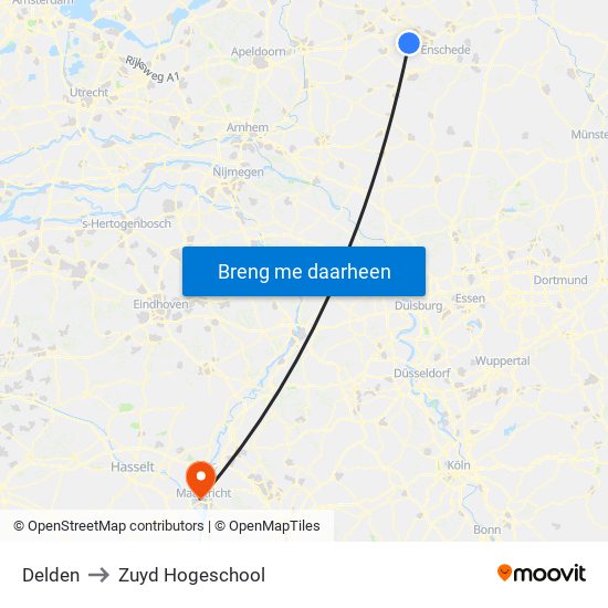 Delden to Zuyd Hogeschool map