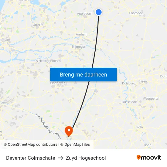 Deventer Colmschate to Zuyd Hogeschool map