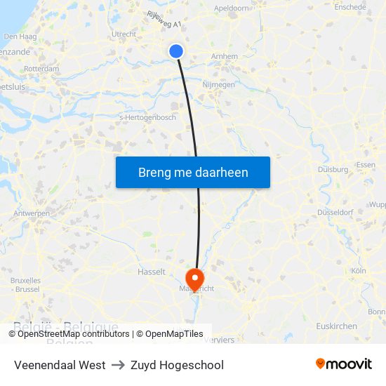 Veenendaal West to Zuyd Hogeschool map