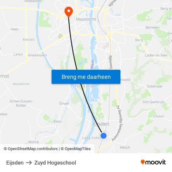 Eijsden to Zuyd Hogeschool map