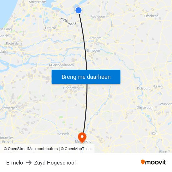 Ermelo to Zuyd Hogeschool map